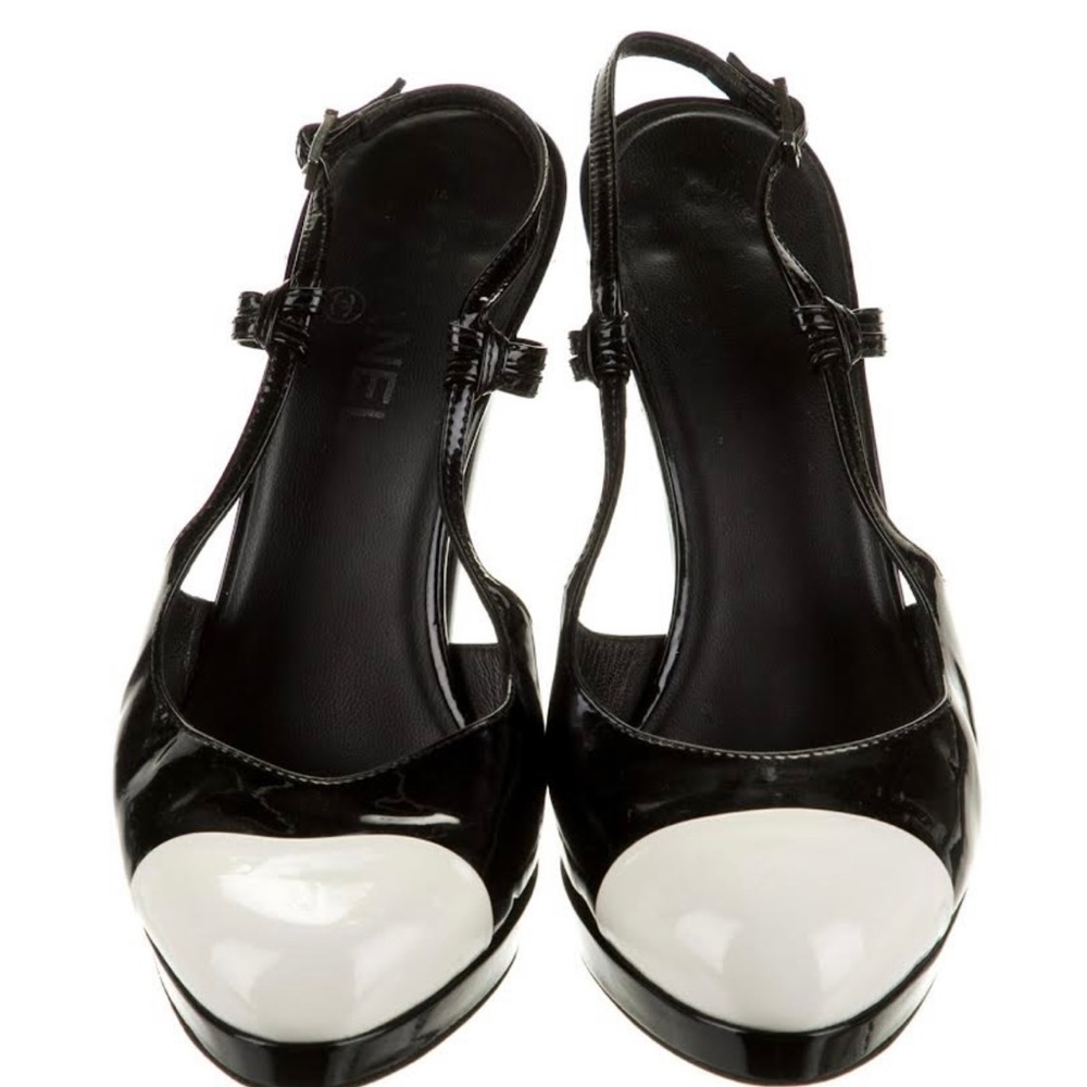 Chanel Patent Leather Slingback Pumps